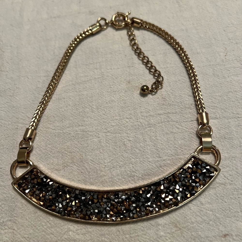 Brown and Gold Tone Choker Necklace